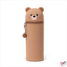 2-IN-1 SILICONE PENCIL CASE KAWAII - TEDDY BEAR